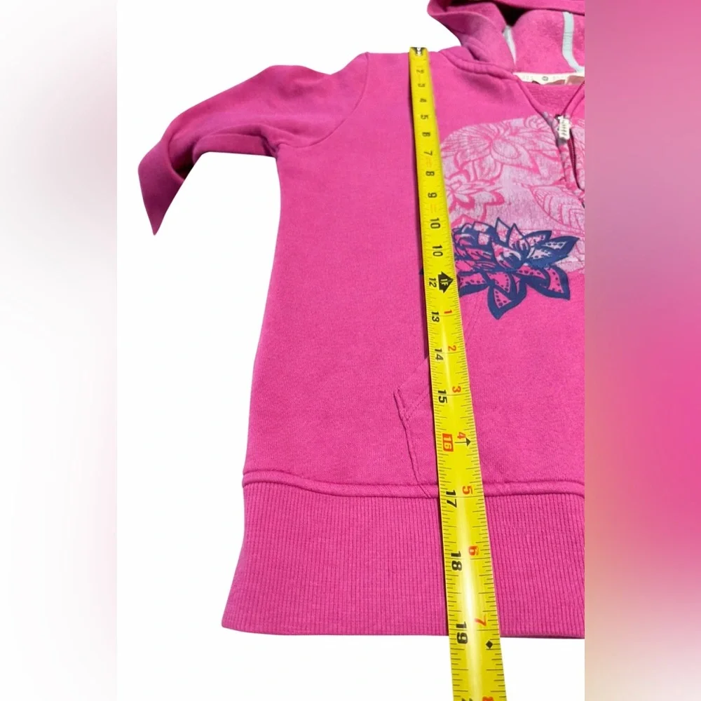 Y2K Roxy Girl 10-12 Youth Zip Hoodie Pink Surf Skate Graphic Boxy Sweatshirt